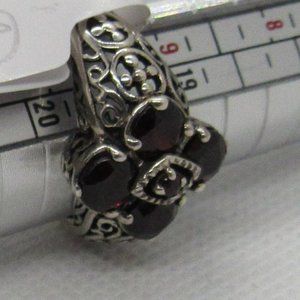 garnet and sterling silver marked 925 ring sz 9.5 filigree vintage ring